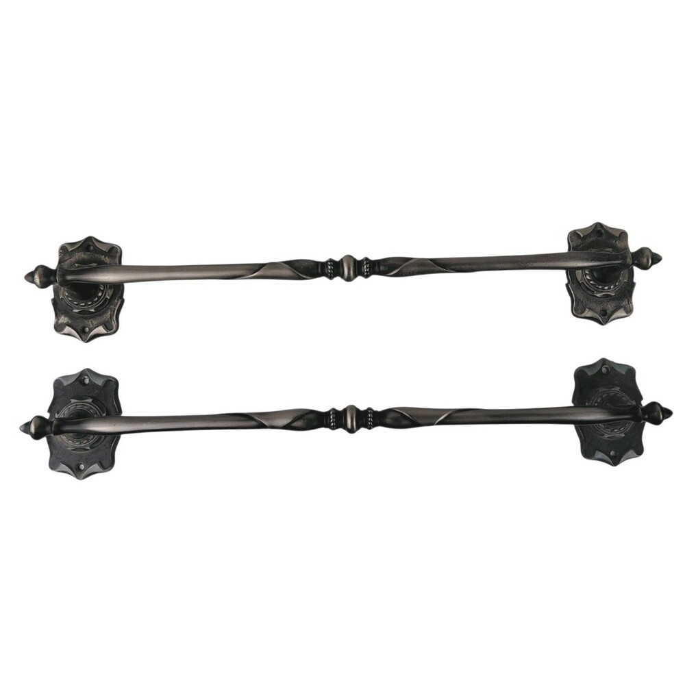 2 Vtg AMEROCK Carriage House Antique Pewter Silver Tone Towel Holder Bar 20"